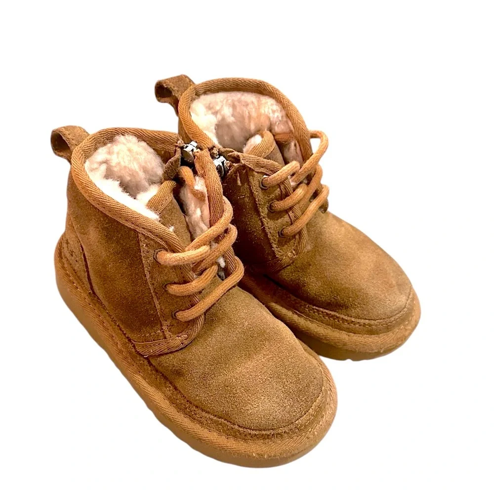 UGG Neumel Zip and Lace Up Toddler Booties Chestnut | EU 26 = US 9.5 Unisex